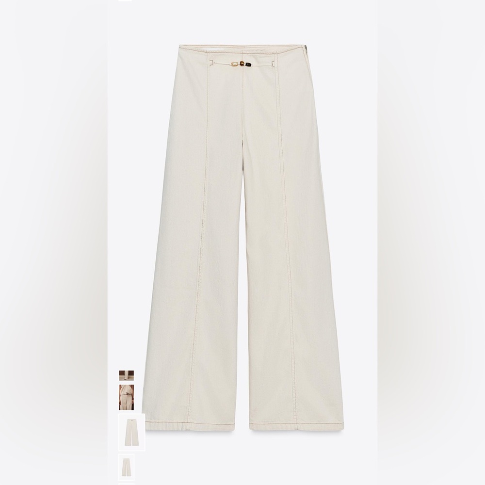 Z1975 Zara Beaded Wide Leg Ecru Jeans